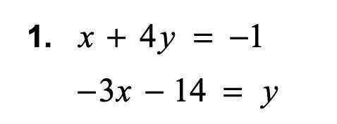 Solve the system of linear equations by substitution. Check your solution.