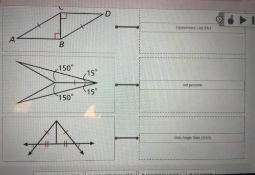 Let me try again the question is

“match each drawing with a triangle congruence postulate that ca