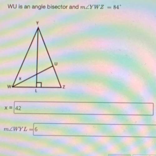 Find x and m of angle wyl
