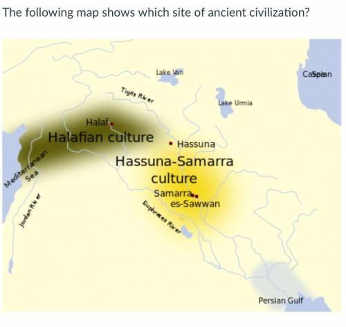 The following map shows which site of ancient civilization?