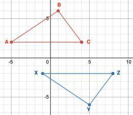 Use the properties of rigid motions to explain why triangle ABC is congruent to triangle XYZ.