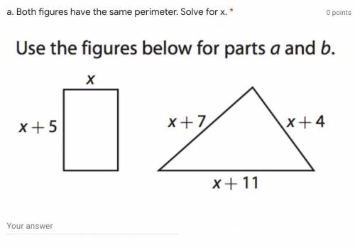 Both figures have the same perimeter. Solve for x