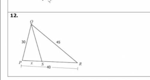 QS is an angle bisector, what is the value of x?