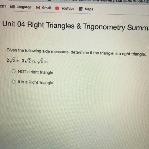 ASAP 
Is it a right triangle ??