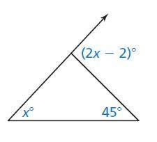 The measure of the exterior angle of the triangle is