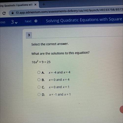 What are the solutions to this equation 16x^2+9=25
