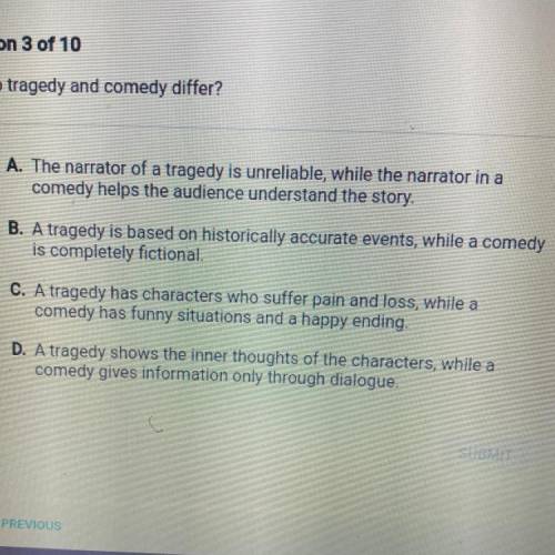 How does tragedy and comedy differ?