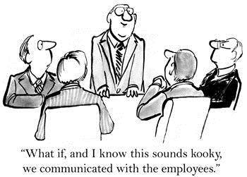 Why is this cartoon ironic?

It clearly depicts the current management principles in place in the