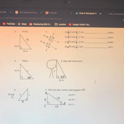 2.

Find x.
3.
angles.
DIC
a) A and Eare
b) 2E and _Care
c) 40 and 4_E are
d) {_B and 4C are
angle