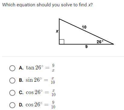 Which equation should you solve to find x?