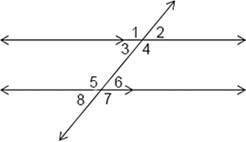 Identify the pairs of alternate exterior angles in the given figure.

Question 14 options:
A) 
∠3