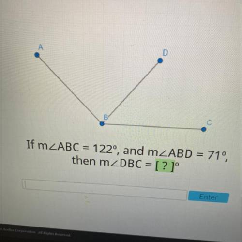 If m ABC = 122°, and m
then m