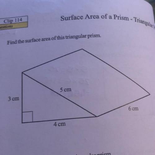 Find the surface area of this triangular prism.
Please explain as well.