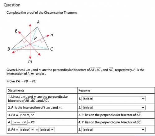 Complete the proof of the circumcenter theorem