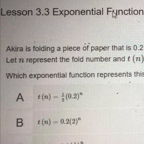 Akira is folding a piece of paper that is 0.2 millimeters thick in half. The thickness of the paper