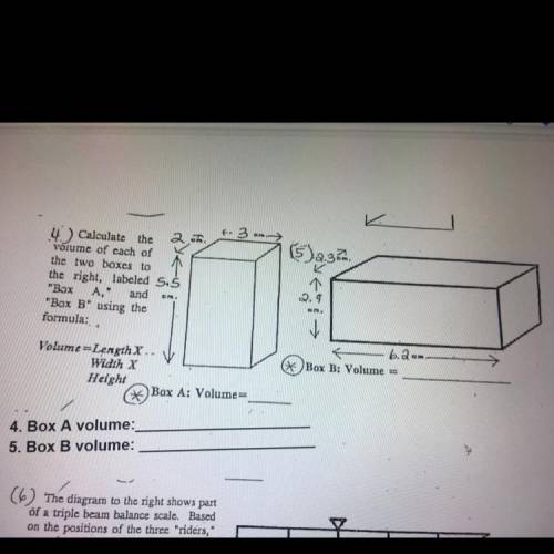 4. Calculate the

volume of cach of
the two boxes to
the right, labeled 5.5
Box A,
and
Box B' us