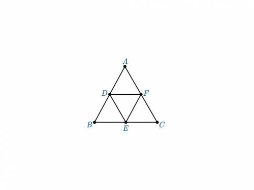 In the given image, △ADF≅△DBE and DF=BE. A triangle A B C has three line segments D E, E F and F D.