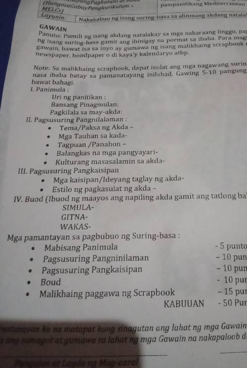 Guys pa help emergency lang the task is kailangan naming gumawa ng scrapbook at kailangang sundin a