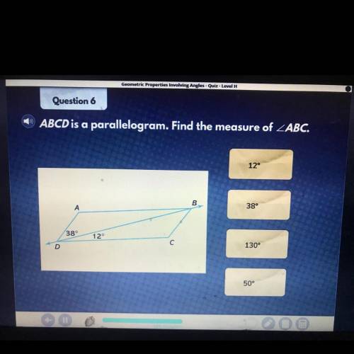 ABCD is a parallelogram. Find the measure of ZABC.
HELPPP