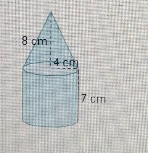 Which expression can be used to find the volume of the cylinder in this composite figure?

8 cm4 c