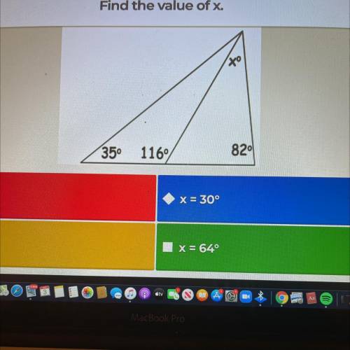 Find the value of x.
&
35°
116°
820