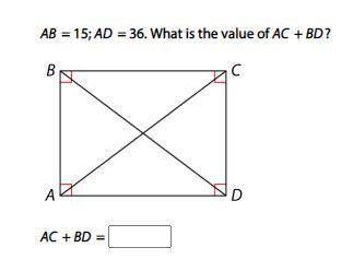 AB=15; AD=36. What is the value of AC+BD