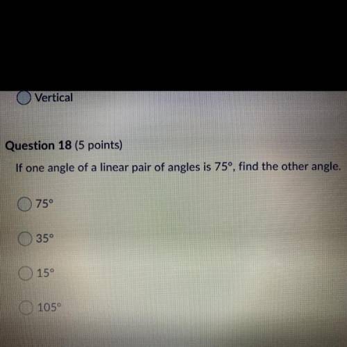 If one angle of a linear pair of angles is 75degrees, find the other angle