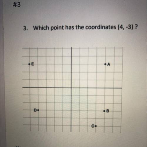 3. Which point has the coordinates (4, -3)?