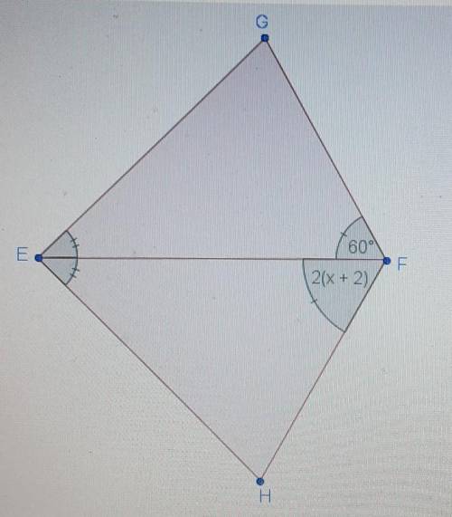 In the diagram, ◇GEF and ◇HEF are congruent. what is the value of x?