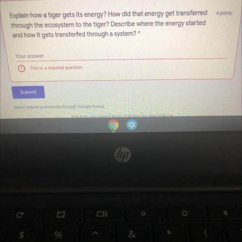Explain how a tiger gets its energy? How did that energy get transferred

through the ecosystem to