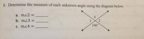 Please answer w/ explanation !!

determine the measure of each unknown angle using the diagram bel