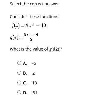 What is the value of g(f(2))?
