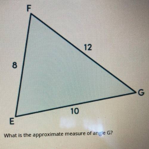 Consider triangle EFG. 
A. 94.8 degrees
B. 55.8
C. 82.8
D. 41.4