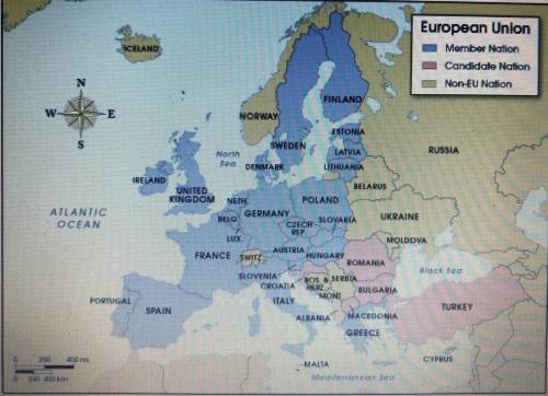 Use the map to determine which statement is true?

A. Most eastern European nations are candidate