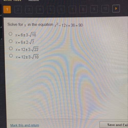 Solve for x in the equation