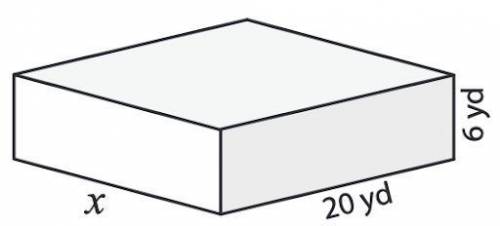 Find the length of the rectangular prism with a volume of 2,280 cubic yards.