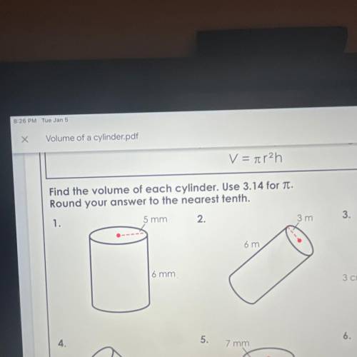 I need help on finding the volume of A cylinder and the meaning of pi