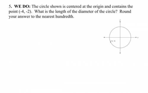 The circle shown is centered at the origin and contains the point (-4, -2). What is the length of t