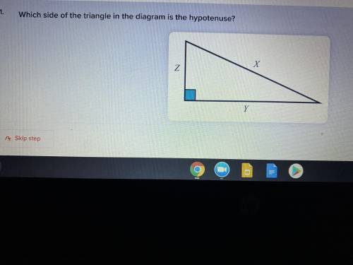 Which side of the triangle in the diagram is the hypotenuse