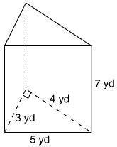 What is the surface area of the following triangular prism?

screenshot below :)
a. 24 yd 2
b. 96