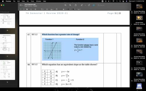 Which function has a greater rate of change?