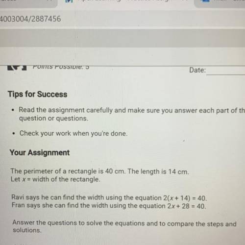 GIVING 20 POINTS + BRAINLEIST

6. Solve Fran's equation, 2x + 28 = 40, to find the width of the re