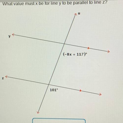 What value must x be for line y to be parallel to line z?