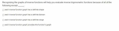 Recognizing the graphs of inverse functions will help you evaluate inverse trigonometric functions
