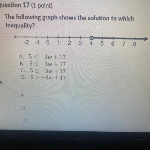 ANSWER QUICK PLEASE the following graph shows the solution to which inequality?