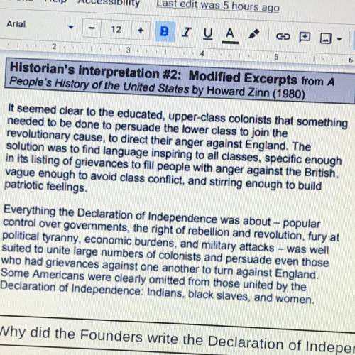 Question: why did the founders write the Declaration of Independence ?

Claim:
Evidence:
Reasoning