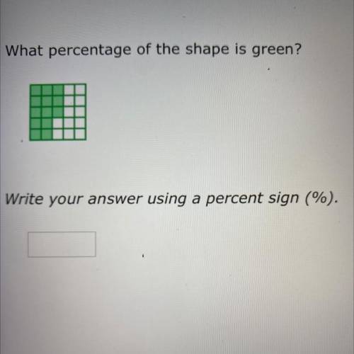 What percentage of the shape is green?
Write your answer using a percent sign (%).
(ASAP)