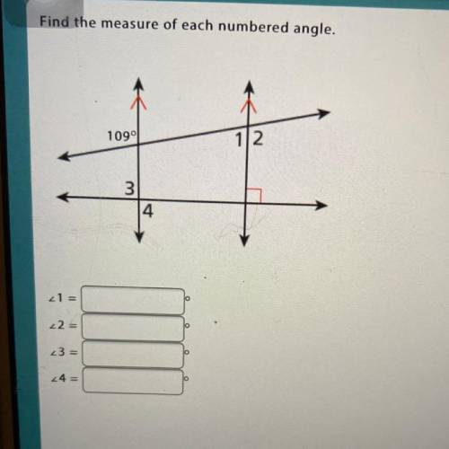 Find the measure of each numbered angle