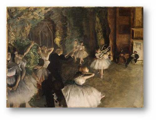 What Japanese characteristic did Degas use in the painting below, as well as much of his work?