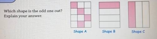 Which shape is the odd one out?Explain your answer.Shape AShape BShape C